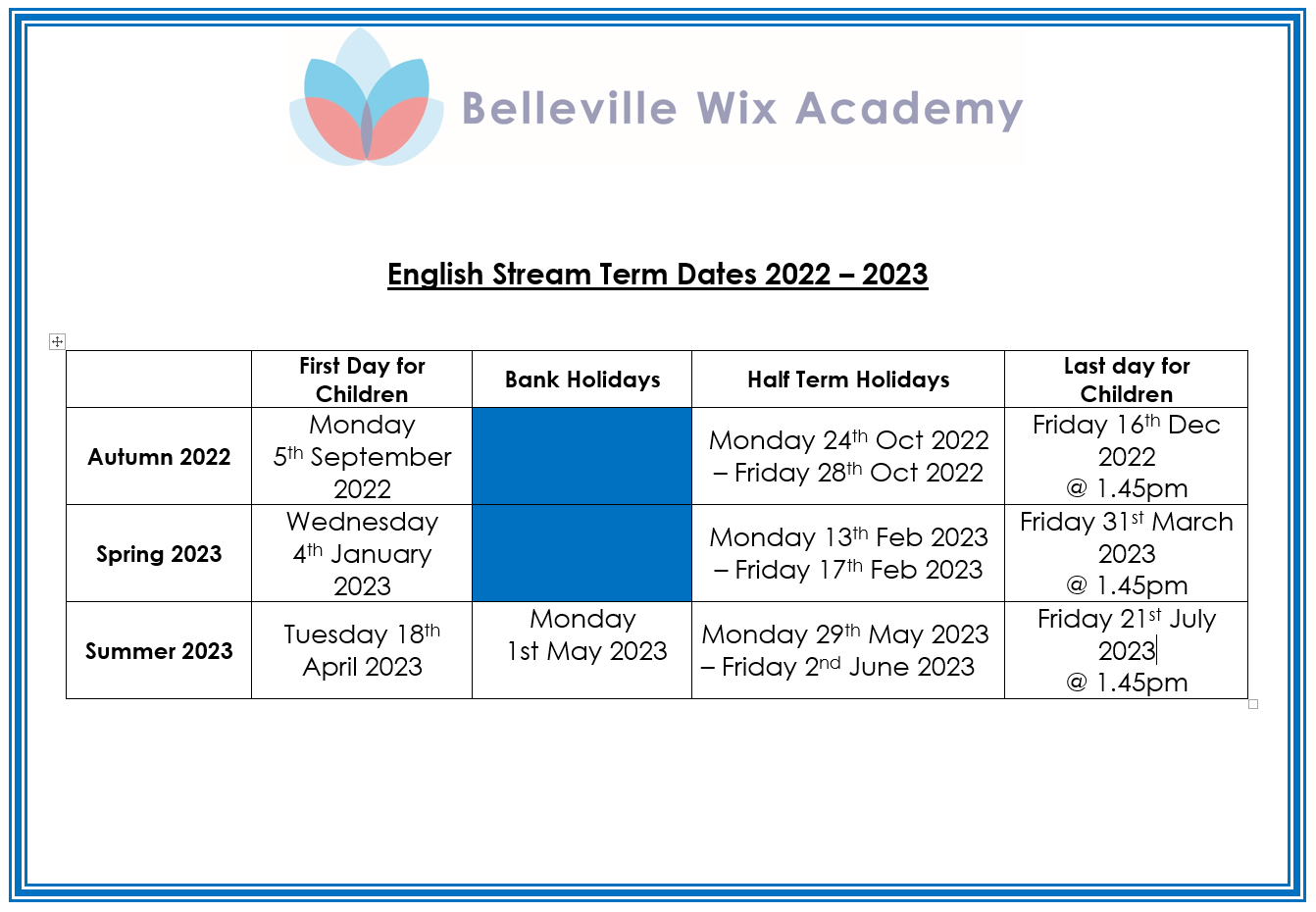 Term Dates